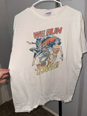 Junk Food Clothing White Tee with Orange & Blue Graphic